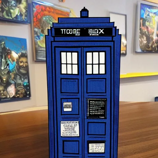 Prompt: sculpture of the TARDIS , by MARVEL comics and Sandra Chevrier, 8k