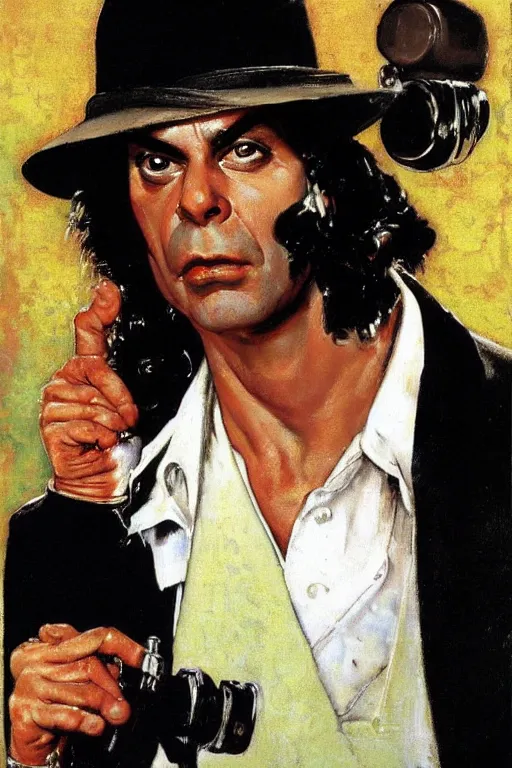 Image similar to Vincent Vega from Pulp Fiction painted by Norman Rockwell