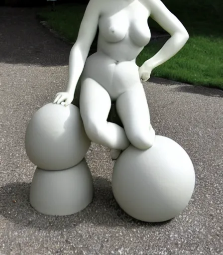 Prompt: pinup statue made from white