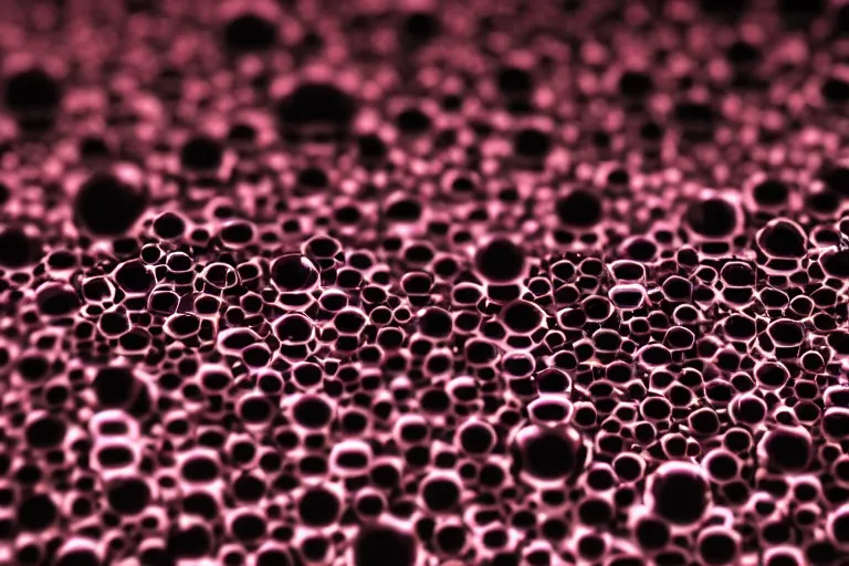 Prompt: nanobots floating in black shiny liquid, depth of field