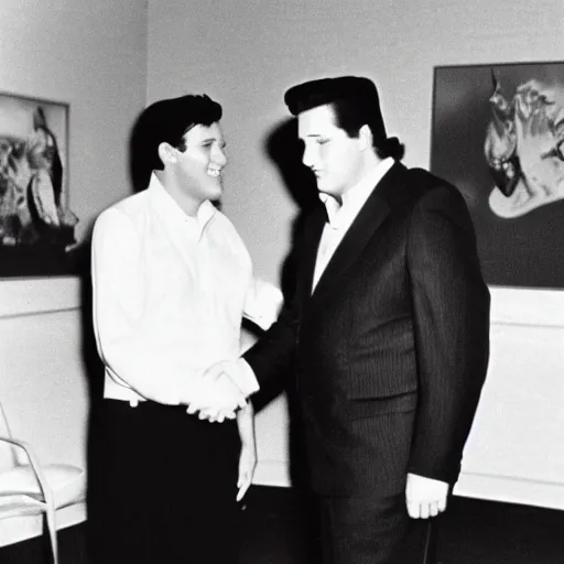 Image similar to photograph of elvis presley! shaking hands with nikita khrushchev!!