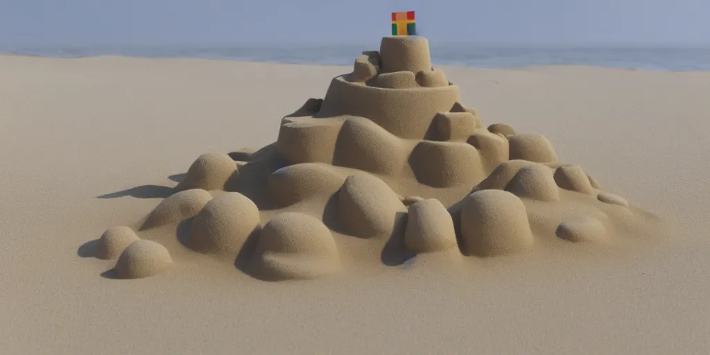 Image similar to Sand castle, octane render, unreal engine 5, extreme quality, extremely detailed sand, realistic, realistic lighting, realistic shadows, 8k