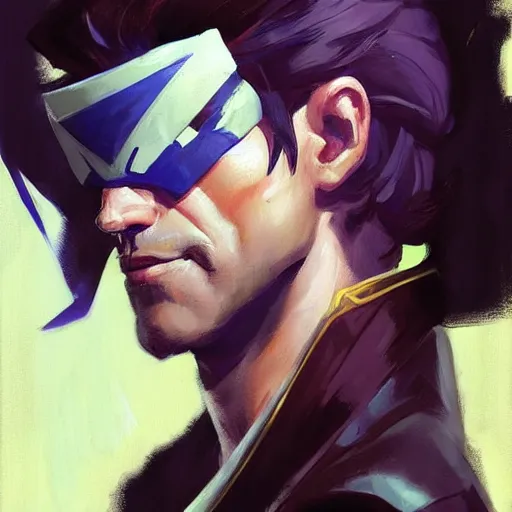 Image similar to Greg Manchess portrait painting of Gambit as Overwatch character, medium shot, asymmetrical, profile picture, Organic Painting, sunny day, Matte Painting, bold shapes, hard edges, street art, trending on artstation, by Huang Guangjian and Gil Elvgren and Sachin Teng