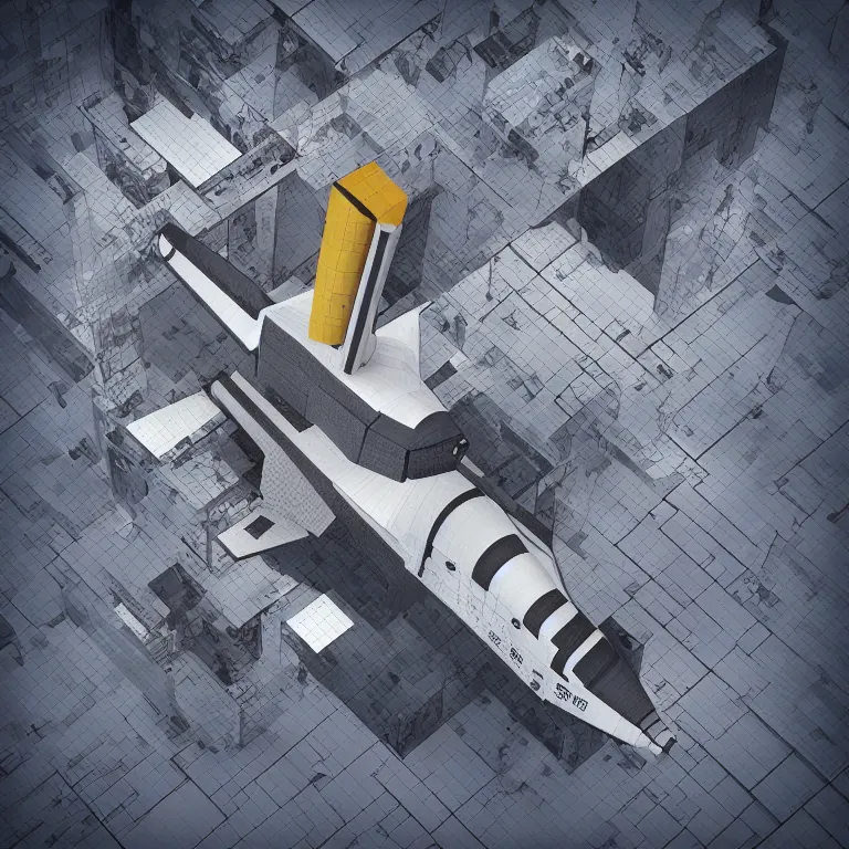 Image similar to “space shuttle turned into an MC Escher Rubik’s cube, high-def 3D render, 4k hD, scifi concept art, confusing perspective”