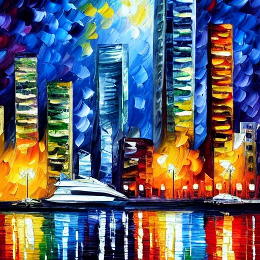 Image similar to oil painting of seattle by leonid afremov