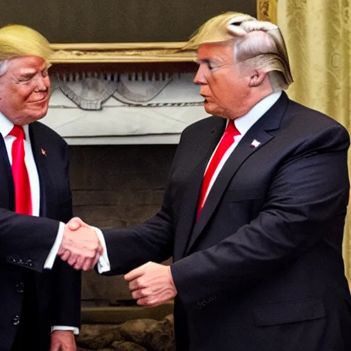 Image similar to donald trump and Hikaru Nakamura shaking hands