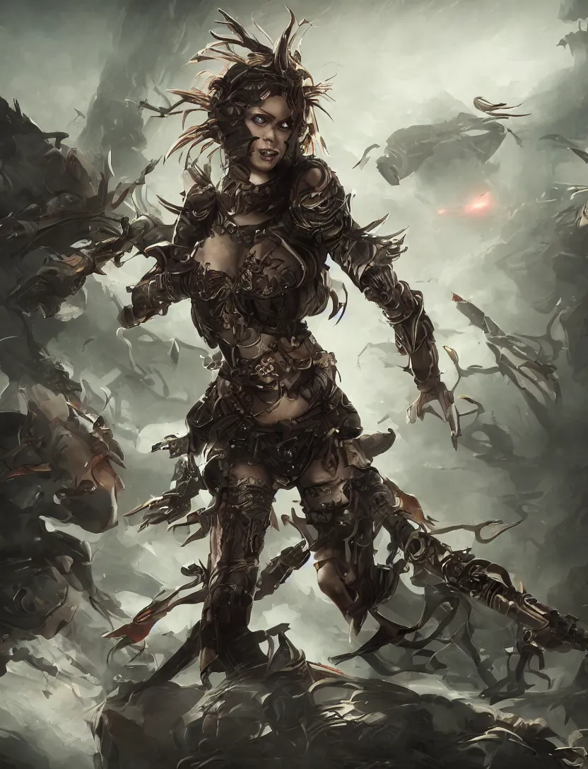 Image similar to attack girl, intricate and epic concept art, highly detailed, 8k, cinematic, sharp focus