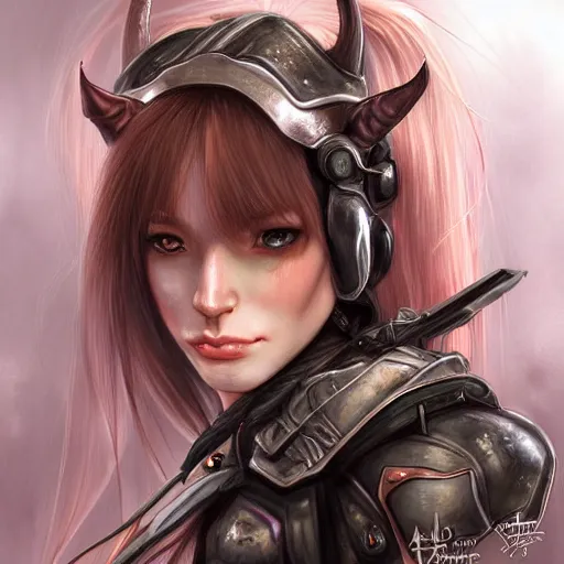 Prompt: portrait of a female elf orc by ayami kojima, she is about 2 0 years old, american pretty, copper hair, annoying but friendly, she is wearing a modern tactical gear, scifi, highly detailed portrait, digital painting, artstation, concept art, smooth, sharp foccus ilustration, artstation hq