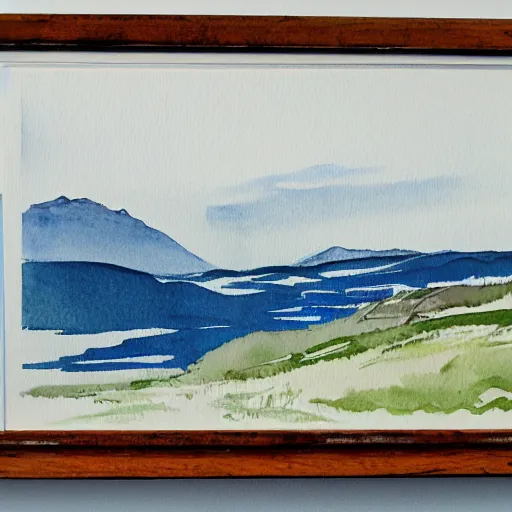 Prompt: Karmøy landscape, watercolor