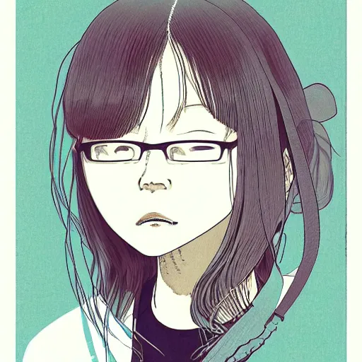 Prompt: a portrait of a girl by inio asano, aya takano color style