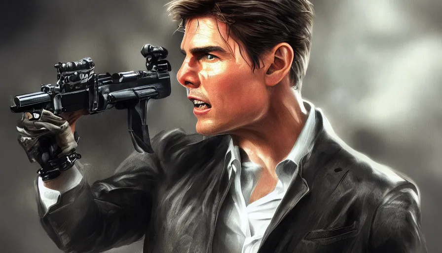 Prompt: Tom Cruise is James Bond, hyperdetailed, artstation, cgsociety, 8k