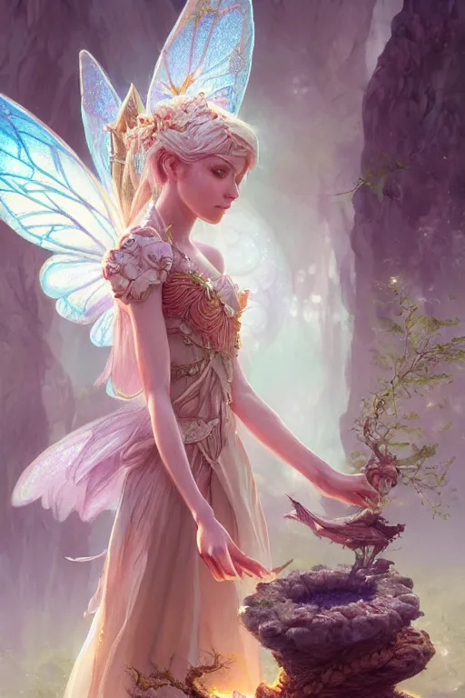 Image similar to fairy princess, highly detailed, d & d, fantasy, highly detailed, digital painting, trending on artstation, concept art, sharp focus, illustration, art by artgerm and greg rutkowski and fuji choko and viktoria gavrilenko and hoang lap