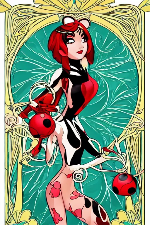 Image similar to art nouveau, miraculous ladybug