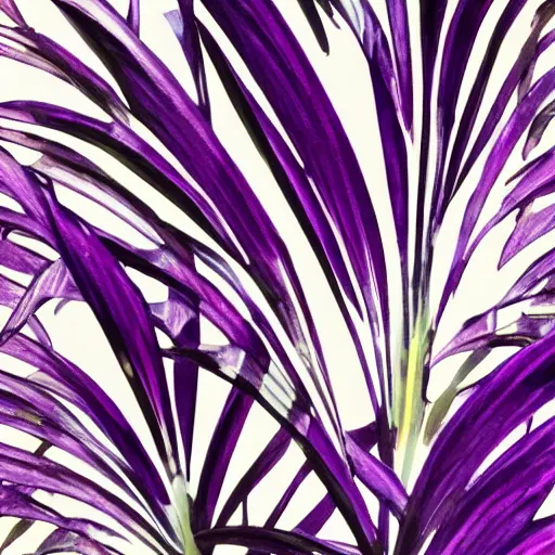 Image similar to beautiful, ornate, art nouveau purple palm leaves