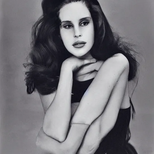 Image similar to portrait of lana del rey photographed by richard avedon