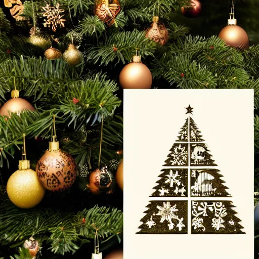 Image similar to a woodblock print christmas tree repeating pattern