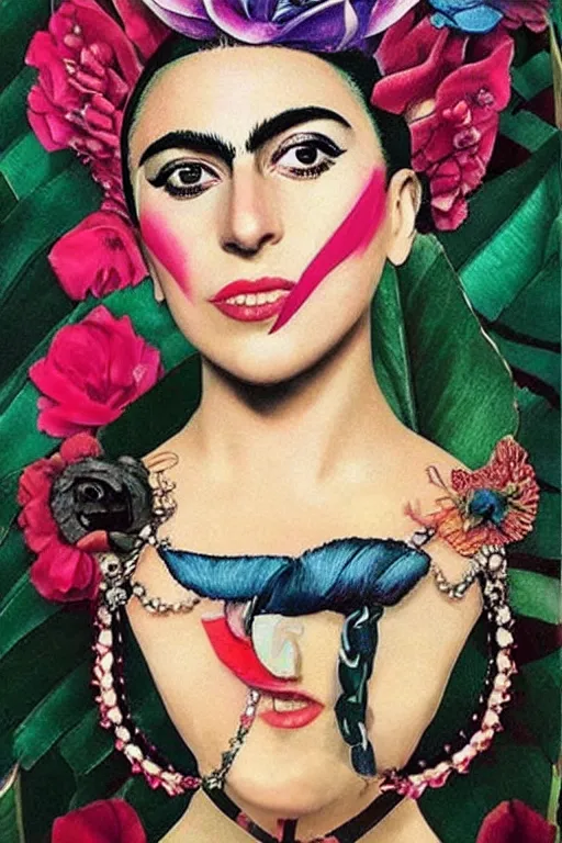 Image similar to Lady Gaga in Frida Kahlo style