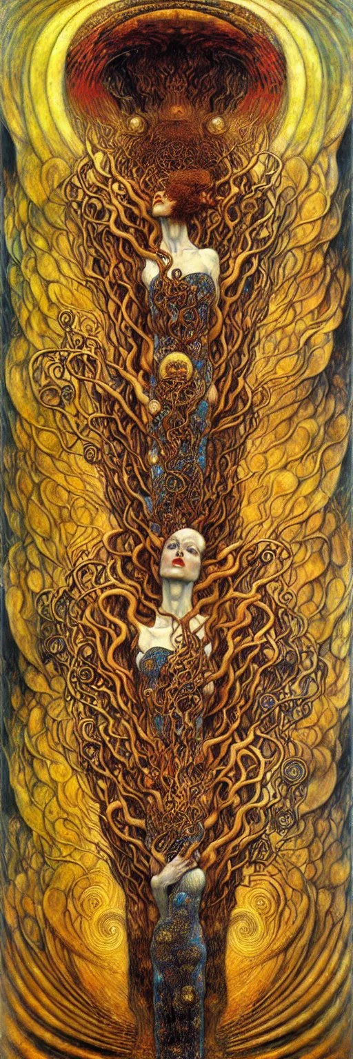 Image similar to Divine Chaos Engine by Karol Bak, Jean Delville, William Blake, Gustav Klimt, and Vincent Van Gogh, symbolist, visionary