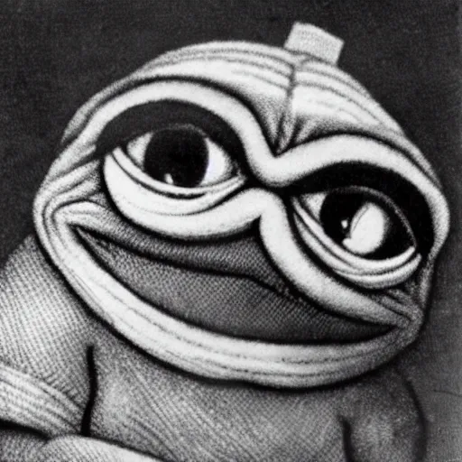 Prompt: pepe the frog, 1 9 th century photography