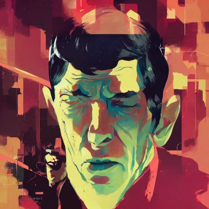 Image similar to a colorful comic noir illustration painting of mr spock by sachin teng and sergey kolesov and ruan jia and heng z. graffiti art, sci fi, hyper detailed. octane render. trending on artstation