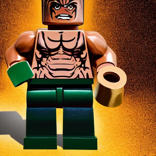 Image similar to bodybuilder hulk as a lego figure, 4k, high detail, high-resolution photograph, professional photography, ultra-detail, lego