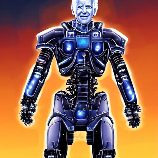 Prompt: joe biden as a cyborg cybernetic necromancer magic realism fantasy realm sci - fi