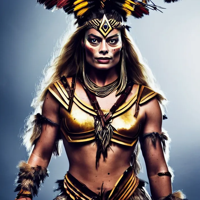 Image similar to full length portrait photograph of a margot robbie as a amazon warrior. Extremely detailed. 8k