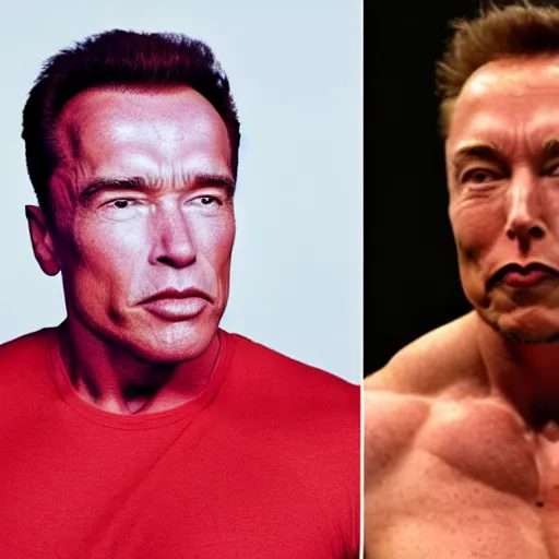 Image similar to body of arnold schwarzenegger with the head of elon musk