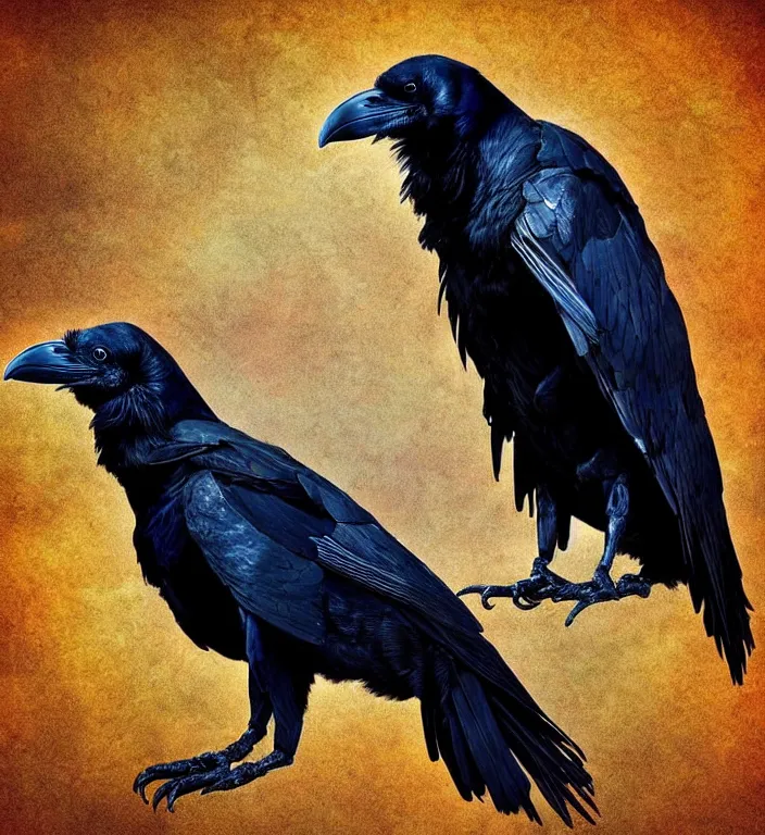 Image similar to artistic form coming into being as two elements are successfully fused, epic professional digital art, extreme detail, wow, wow, wow., raven bird.