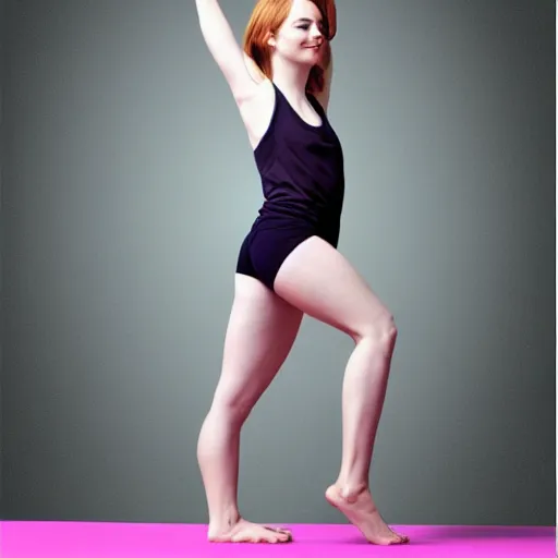 Prompt: beatiful Emma Stone in yoga pose, Marjaryasana and Bitilasana, photo hyper realistic, full-body, ultra detailed, 4k