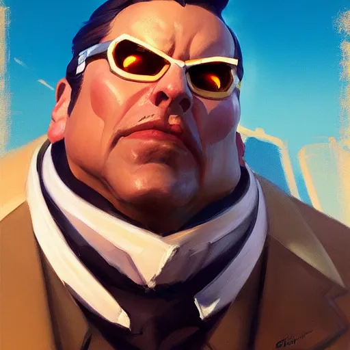 Image similar to greg manchess portrait painting of casino mouth as overwatch character, medium shot, asymmetrical, profile picture, organic painting, sunny day, matte painting, bold shapes, hard edges, street art, trending on artstation, by huang guangjian and gil elvgren and sachin teng