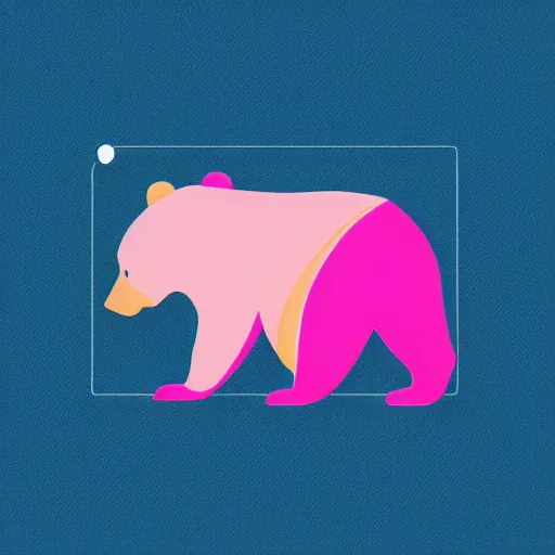 Image similar to a cute pink fluffy vector podcast logo of a streaming bear, golden ratio, iconic, award winning, line art, bold, playful