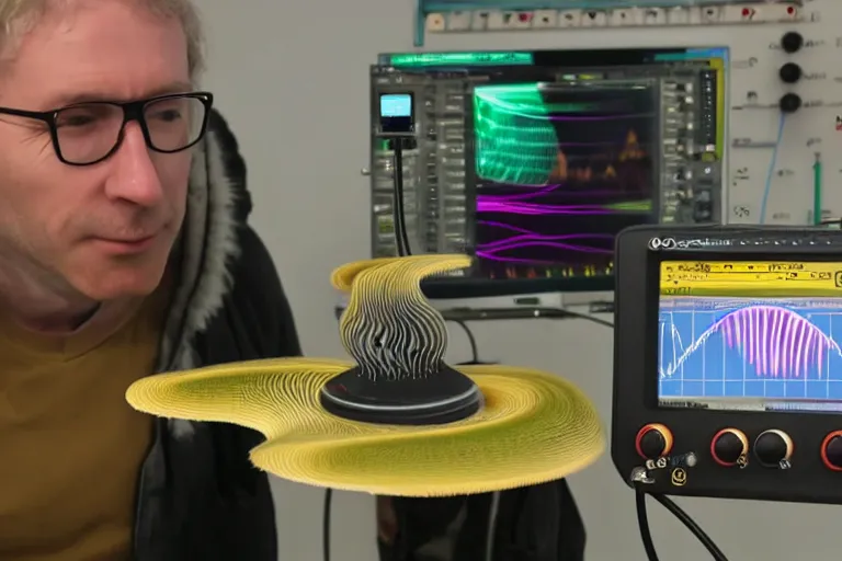 Image similar to an oscilloscope shaking a sound wave, wiggling a weasel, a stoat sinusoid spectacle : the wiggle and the wave - the wiggle is the wave! demonstration of a sine wave ermine.