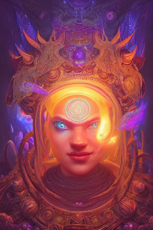 Image similar to dmt visuals, trippy, highly detailed, d & d, fantasy, highly detailed, digital painting, trending on artstation, concept art, sharp focus, illustration, global illumination, ray tracing, realistic shaded, art by artgerm and greg rutkowski and fuji choko and viktoria gavrilenko and hoang lap, sunny