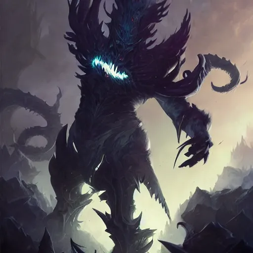 Image similar to shadow fiend lord hybrid, fantasy game art by greg rutkowski, fantasy rpg, dota 2