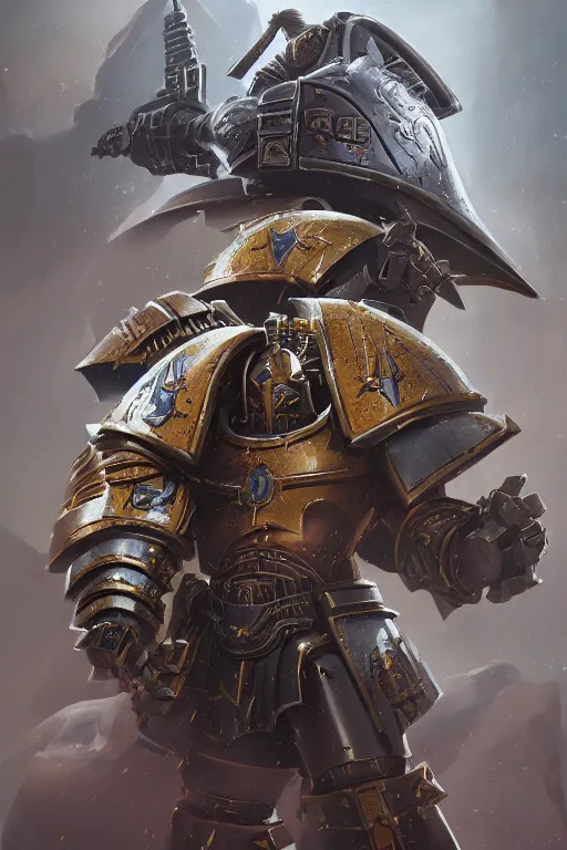 Image similar to armor portrait heros warhammer 4 0 k horus heresy fanart - the primarchs emperor by johannes helgeson animated with vfx concept artist & illustrator global illumination ray tracing hdr fanart arstation zbrush central hardmesh 8 k octane renderer comics stylized