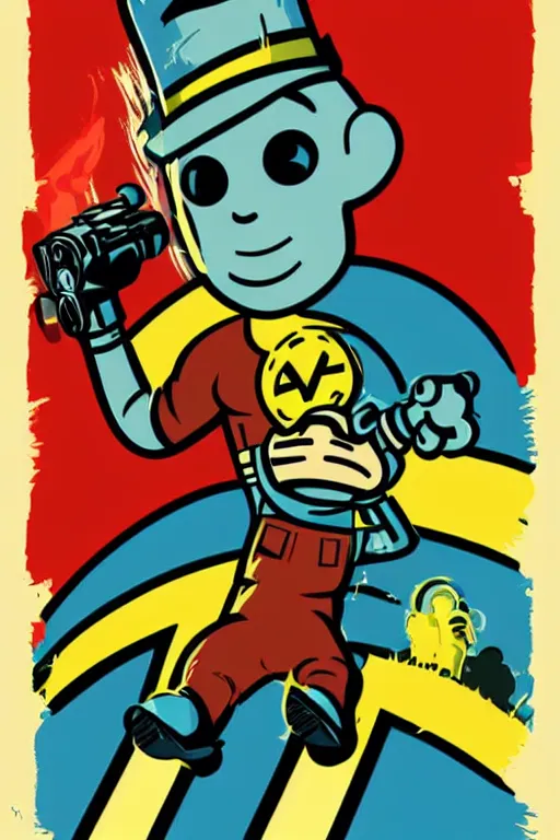 Image similar to fallout 7 6 retro futurist illustration art by butcher billy, sticker, colorful, illustration, highly detailed, simple, smooth and clean vector curves, no jagged lines, vector art, smooth andy warhol style