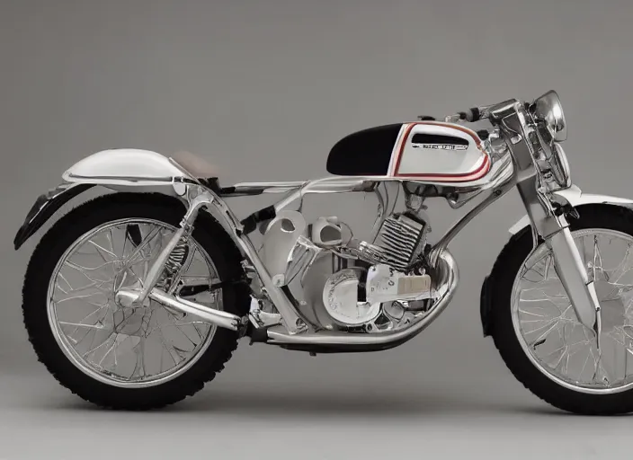 Prompt: classic motorcycle design by dieter rams, 1 9 5 0 s 1 9 6 0 s motorcycle scrambler, cafe racer