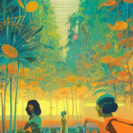 Image similar to disco diffusion painting of the jungle by victo ngai and malika favre, by rhads, makoto shinkai, madgwick, masterpiece, contest award winner