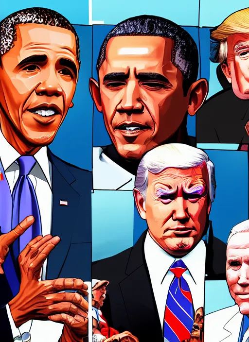 Image similar to GTA Cover Art, Obama, Biden, Trump, Pelosi, Schumer, Pence