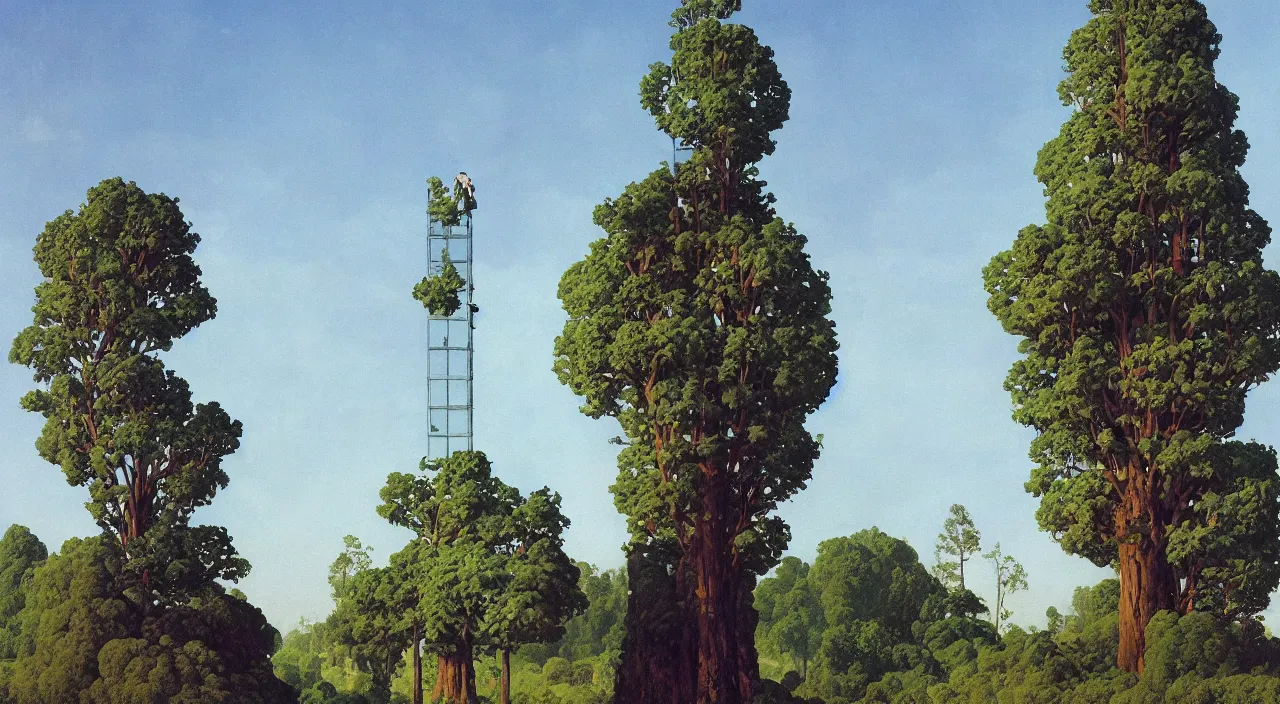 Prompt: single flooded simple deformed tree tower!, very coherent and colorful high contrast!! masterpiece by rene magritte simon stalenhag carl spitzweg syd mead norman rockwell edward hopper james gilleard, minimalist, dark shadows, sunny day, hard lighting
