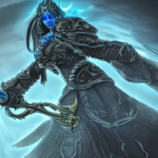 Image similar to female lich king swimming in a pool 4k