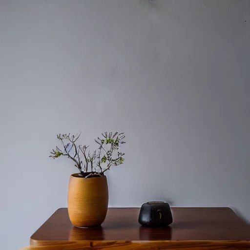 Image similar to a photo of 8k Ikebana, ikenobo, ohararyu, sougetsu, wide angle, sony a7r3, ultra detail, photorealistic, in simple background