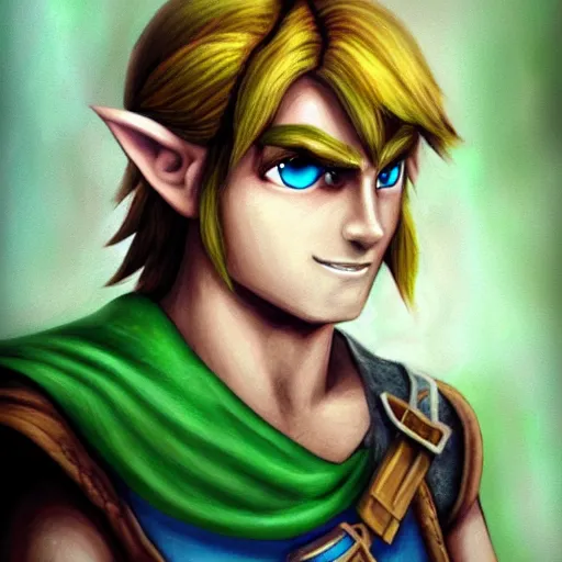 Prompt: a portrait of Link from the legend of Zelda