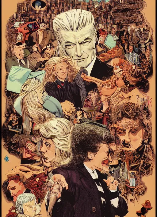 Prompt: twin peaks movie poster art by michael kaluta