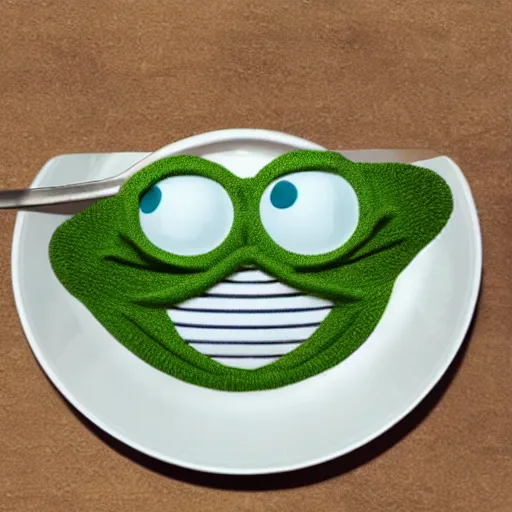 Prompt: pepe with spoon