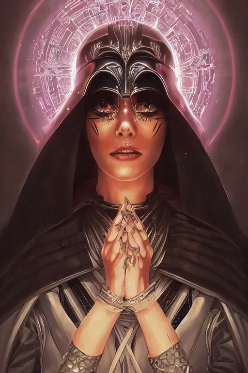 Image similar to anime key visual of a female darth vader goddess!!, intricate, stunning, highly detailed, digital painting, artstation, smooth, hard focus, starwars, sith, dark side, villain, the force, lucas films, illustration, art by artgerm and greg rutkowski and alphonse mucha