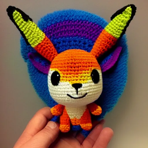Image similar to rainbow coloured crochet eevee from pokemon