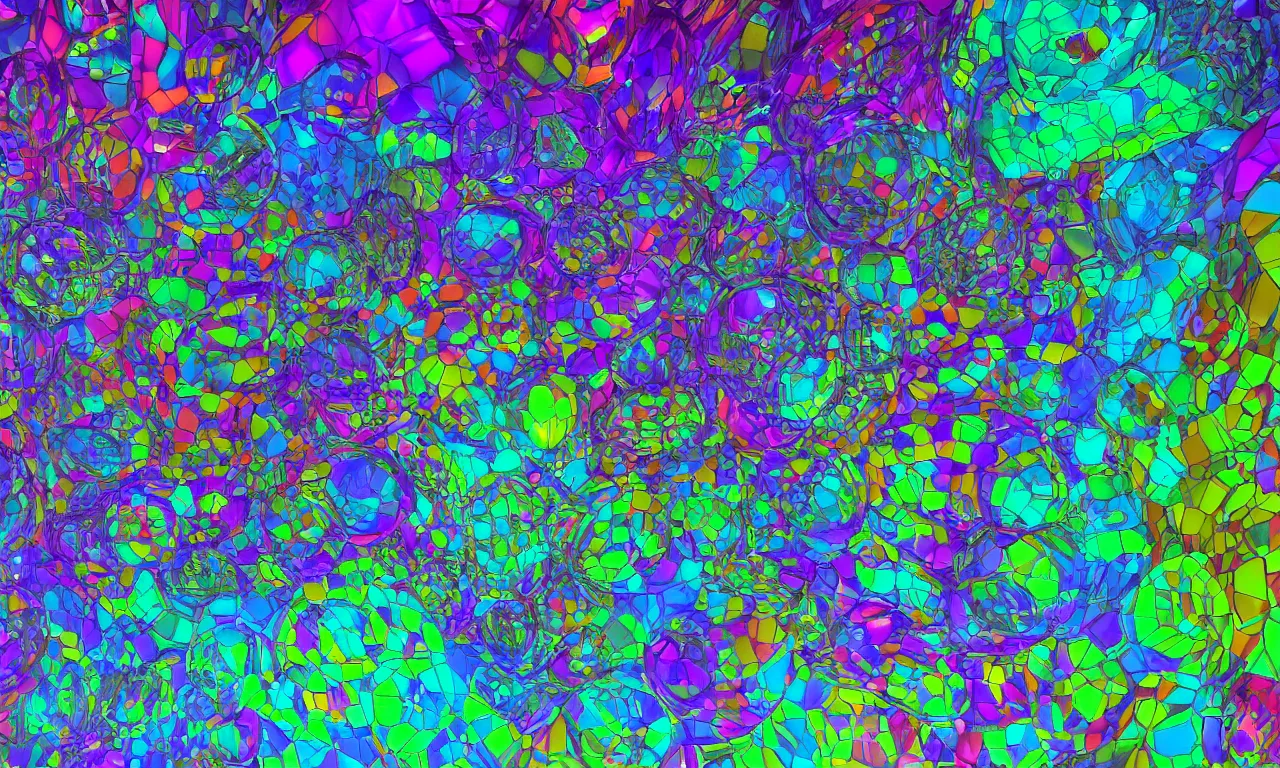 Image similar to reflexion cyberpunk voronoi engine laboratory 3 d volume kaleidoscope digital stylized concept substance liquid, by carl warner and jim woodring, trending on artstation : 1. 5, sweet joy harmony color scheme depth fog overlay multiply photoshop layer