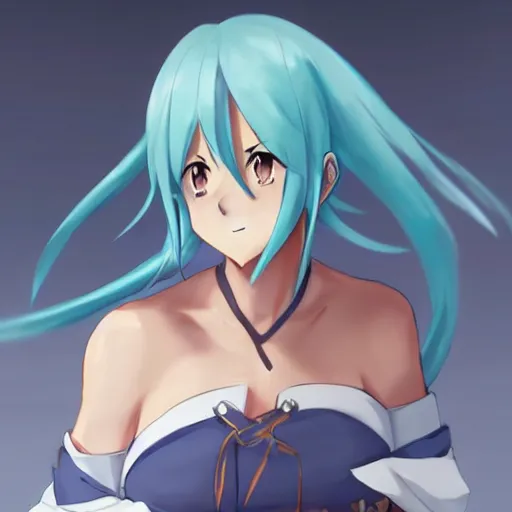 Prompt: a character art of Aqua from Konosuba by Aramaki Shinji, by Kawacy, by Cushart Krenz